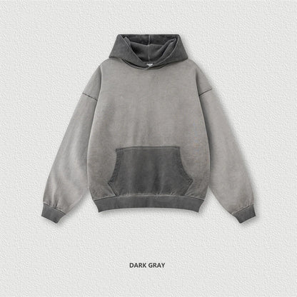 ZODF American Retro Washed Cotton Hoodie For Men Unisex Autumn High Street Oversized Knitted 380gsm Hooded Pullovers Coat HY0913