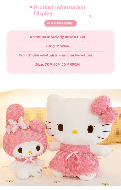 30cm/60cm Aoger Hello Kitty Kawaii Rose My Melody Cartoon Stuffed Animals Soft Plush Doll Companion Toy Children Birthday Gift