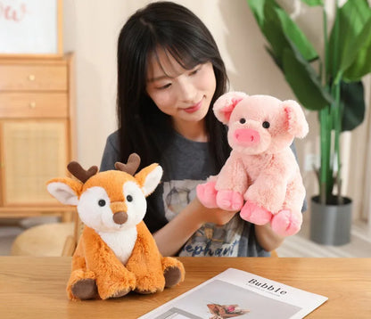 Cute Plush Animal Toys Set Panda Bear Fox Raccoon Elephant Giraffe Frog Soft Stuffed Dolls for Kids Sleep Appliance Baby Gift