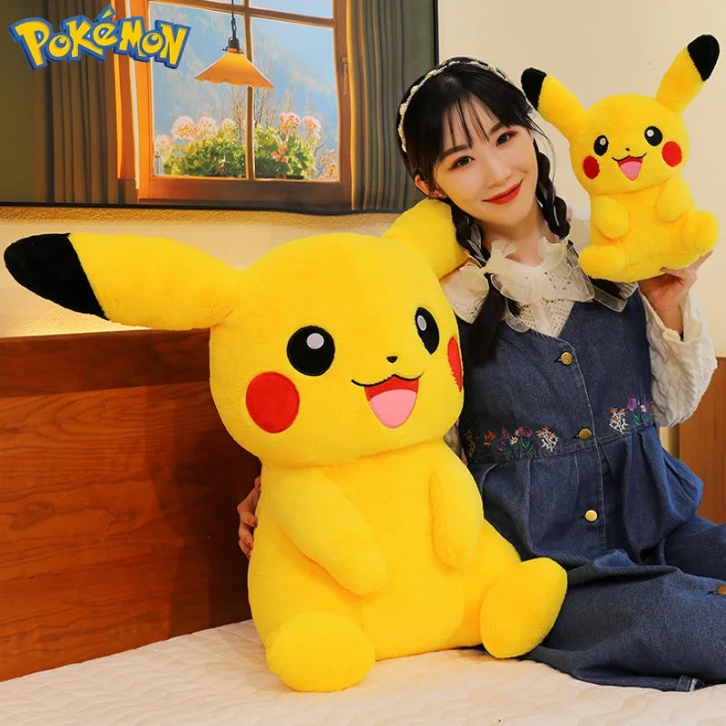 30/45/60/75CM Pokémon Short Fur Pikachu Plush Pet Pocket Monster Kawaii Cartoon Animal Comfortable Soft Doll Children Toy Gift
