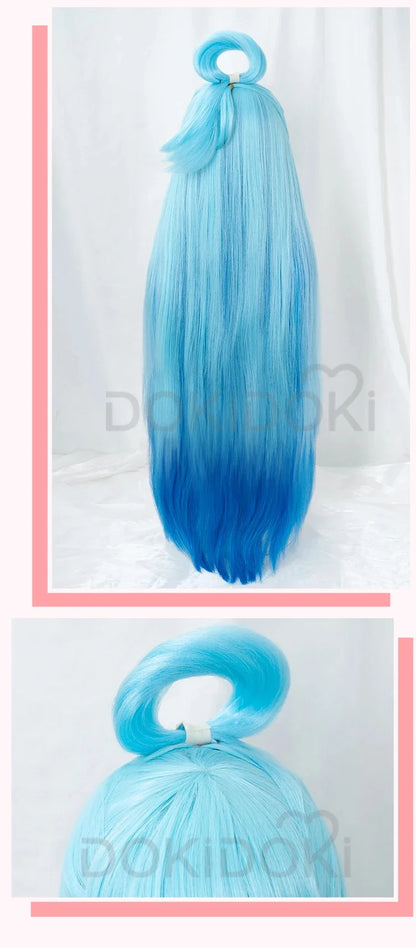 IN STOCK Aquaa Wig Anime Cosplay Wig DokiDoki Aquaa Costplay Women Long Blue Hair High Heat Resistant Free Wig Cap