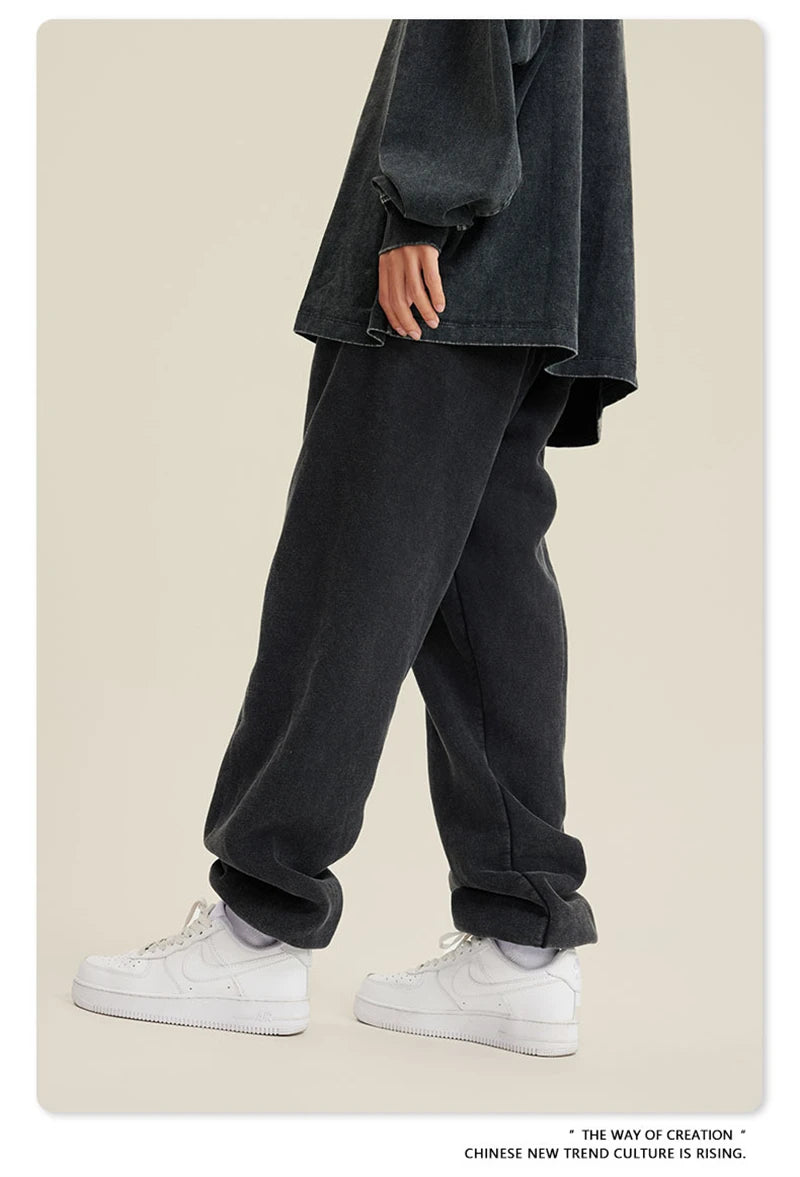 ZODF 2025 Autumn Winter Men’s Washed Fleece Sweatpants 355gsm Loose Retro Joggers Streetwear HY0653