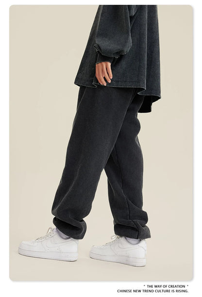 ZODF 2025 Autumn Winter Men’s Washed Fleece Sweatpants 355gsm Loose Retro Joggers Streetwear HY0653