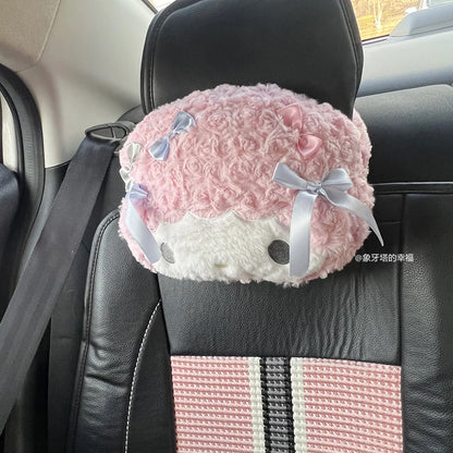 Sanrio My Melody Headrest Back Cushion Car Seat Belt Cover Stuffed Anime Japanese Style Pillow Comfortable Neck Pillow Girl Gift