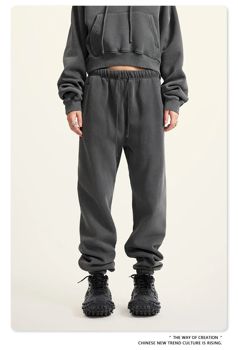 ZODF 2025 Autumn Winter Men’s Washed Fleece Sweatpants 355gsm Loose Retro Joggers Streetwear HY0653