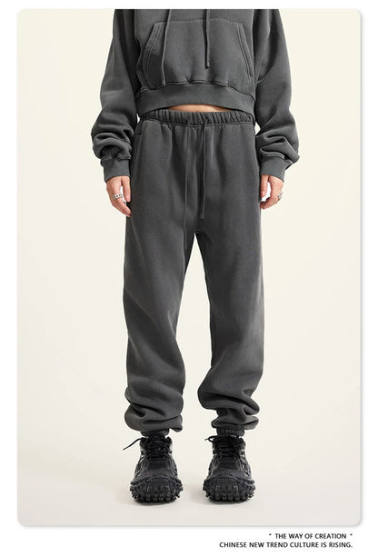ZODF 2025 Autumn Winter Men’s Washed Fleece Sweatpants 355gsm Loose Retro Joggers Streetwear HY0653