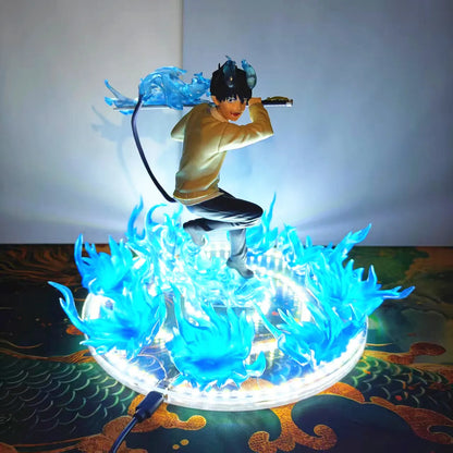 Ao no Exorcist Anime Okumura Rin Action Figures Flames of Satan Blue Flames DIY Led Night Lamp Figurine Toys PVC Model Collector