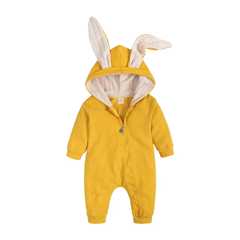 Baby Rompers Boys Girls Newborn 0 to 3 6 9 12 18 Months Boutique Cotton Long Sleeve Rabbit Ear Infant Onesie Spring Fall Clothes