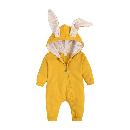 White Baby Rompers Newborn Boys Girls Clothes Easter Funny Rabbit Ear Hooded Jumpsuit infant Costume Cotton Baby Romper Pajamas