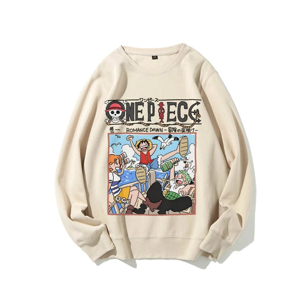 Unisex Anime One Piece Sweatshirt Casual Streetwear Men Women Pullover Hoodie Graphic Sweater Long Sleeves Top Autumn Trendy