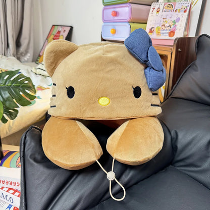 Sanrio Hello Kitty Hooded Neck Pillow Travel Pillow For Airplane Train Car Soft Plush Sleeping Support With Adjustable Hood Gift