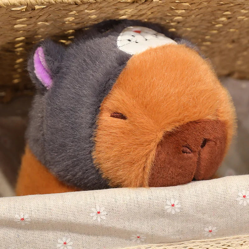 Capybara Soft Doll Cute Stuffed Capibara Anime With Pikachu Stitch Kuromi Hat Toy Kawaii Plushie Xmas Gift for Girl Friend