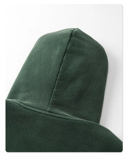 ZODF Trendy Men Washed 360gsm Fleece Hoodies Unisex Oversized Warm Paint Distressed Hooded Pullovers Winter Coat HY0947