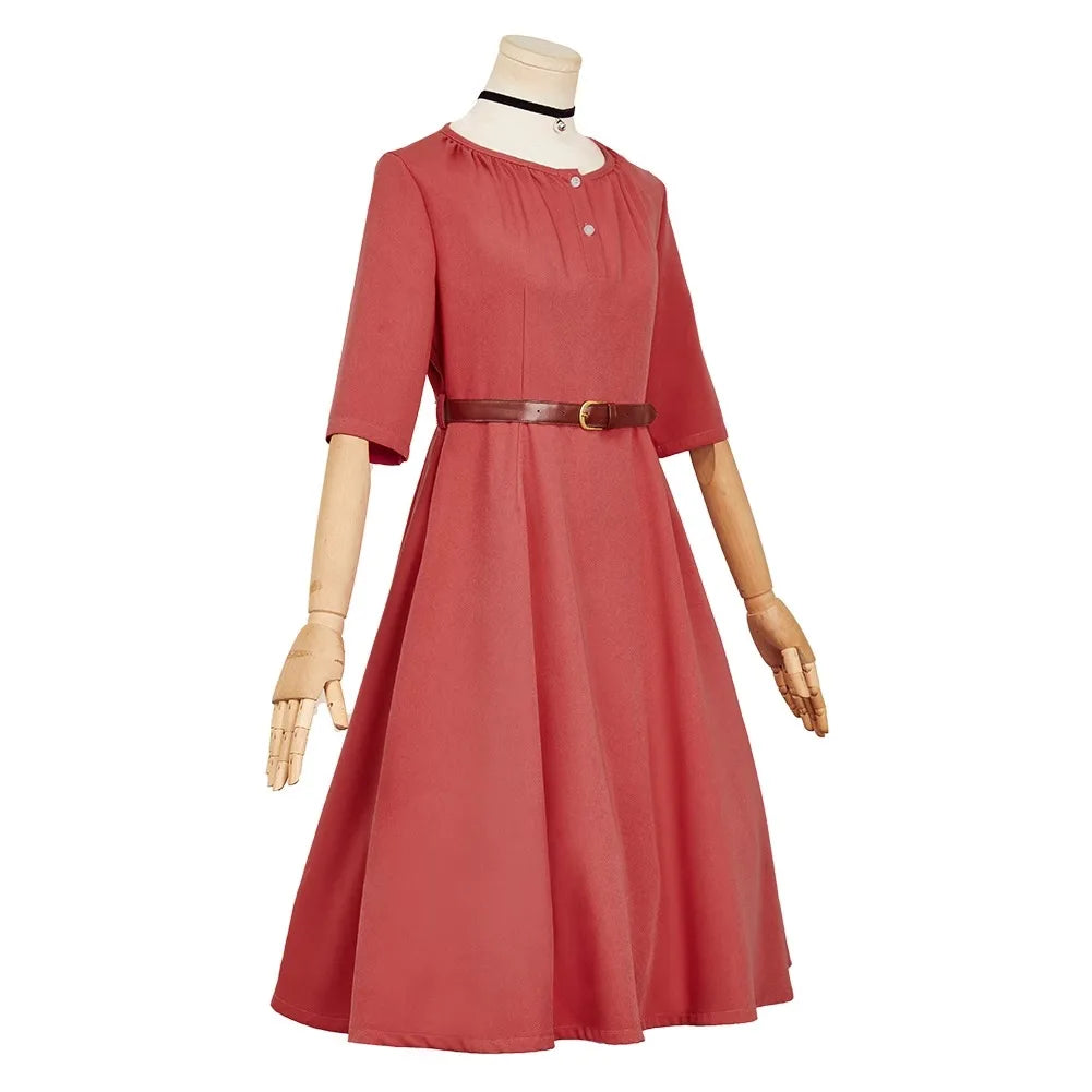 Anime Witch Watch Nico Wakatsuki Cosplay Costume Wig Red Dress Choker Outfit Halloween Party for Women Girls Carnival Props Cos