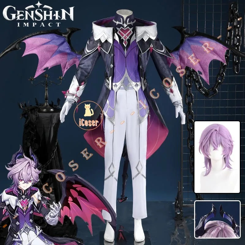 Genshin Impact Durin Cosplay Costume Wig Uniform Headwear Wings Festival Halloween Party for Women Men Girls Role Play Outfit