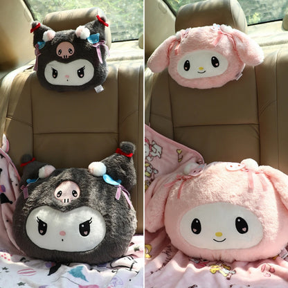 Lovely Kuromi My Melody Plushies Stuffed Anime Headrest Comfortale Soft Cuddly Pillow Cartoon Plush Toy Blanket Xmas Gifts Girl