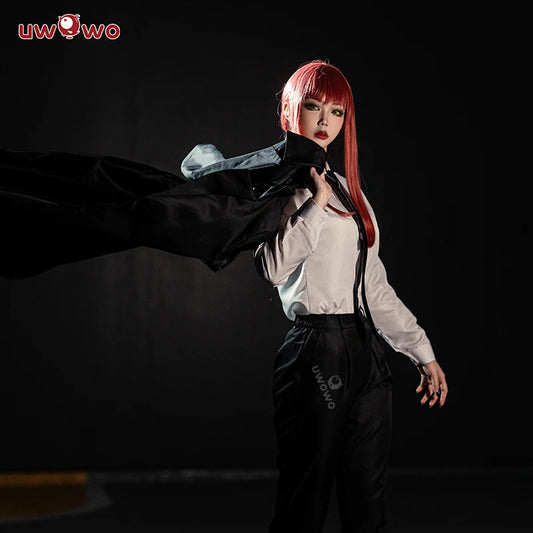 UWOWO Makimaa Cosplay Anime Makimaa Cosplay Costume Black Trench Shirt Tie Pants Men Women Suit Uniform