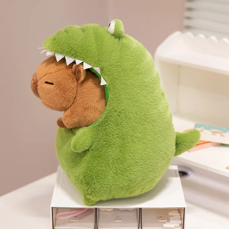 Cute Stuffed Capybara Plush Toy Holding Boba Tea Flower Capybara Plushies Cosplay Bread Dino Avocado Lovely Teddy Girl Gift