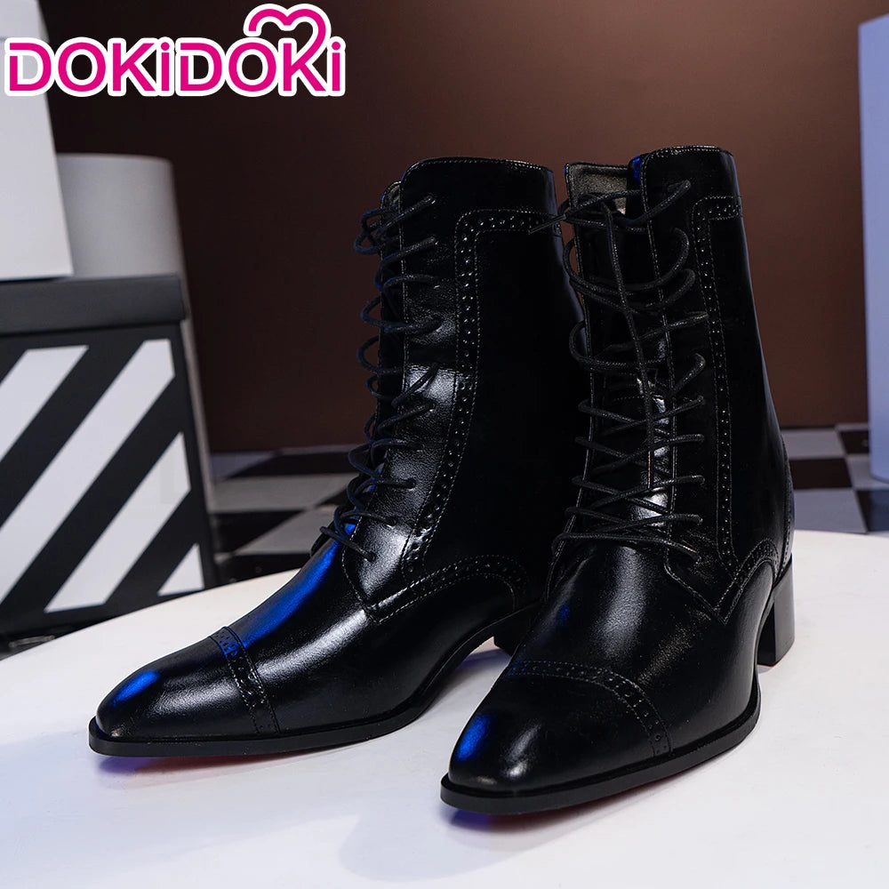 IN STOCK Men Women Cosplay Props 19cm Heightening Shoes DokiDoki Men Daily Black White 15cm Leather Shoes Halloween Cosplay