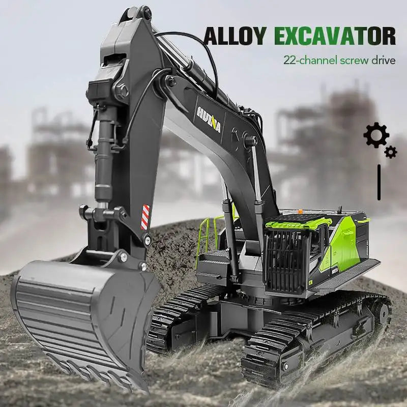 1/14 Huina 1593 582 RC Excavator Dumper Truck Crawler Alloy Tractor Loader 2.4G Radio Control Engineering Toy for Boys