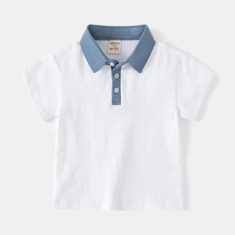 100% Cotton Basic White Polo T Shirt for Boys Girls 0 to 1 2 3 4 5 6 7 Years Summer Clothes Boy's Shirt Polos for Children Tops