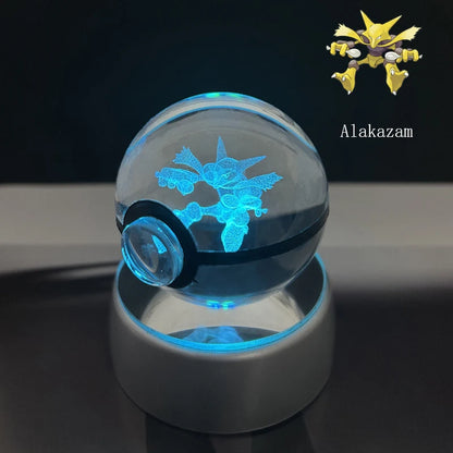 Pokemon 3D Crystal Ball Glastrier Charizard Eternatus Froakie Anime Game Pokeball Led Night Light Base Birthday Gift Home Decora