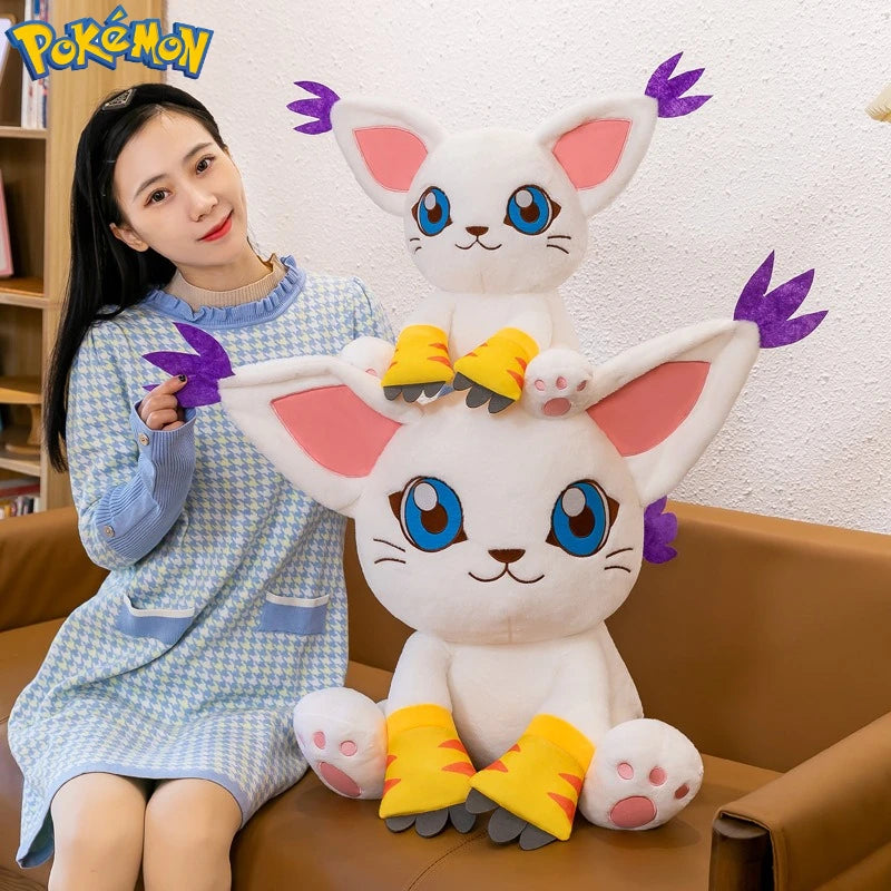 40-80CM Large Big Size Gatomon Plushies Tailmon Peluche Cartoon Anime Plush Comfortable Soft Doll Children's Ornament Toy Gifts