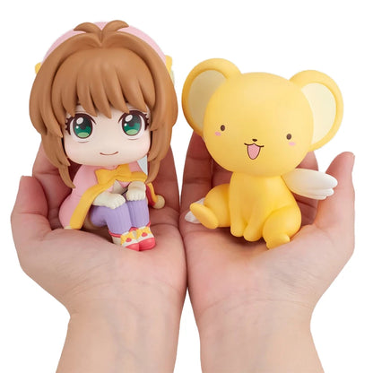 10cm Card Captor Sakura Anime Figure Look Up Kinomoto Sakura Action Figure Q Version Cerberus Figurine PVC Collection Model Toys