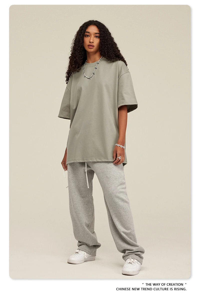 ZODF 2025 Heavy-Weight 425gsm 100% Cotton T-Shirts For Men Unisex Summer Oversized O-Neck Basic Solid T Shirt Brand Tees HY0485