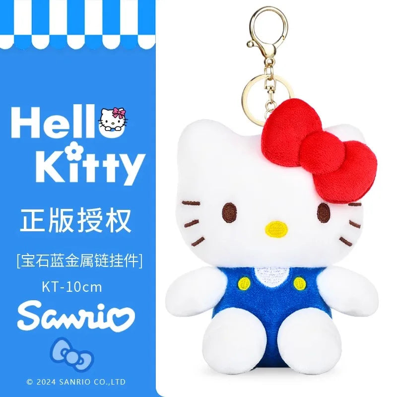 Genuine Sanrio Hello Kitty Cute Stuffed Keychain Car School bag Pendant Kids Plush Toy Keyring Plushier Strap Doll Birthday Gift