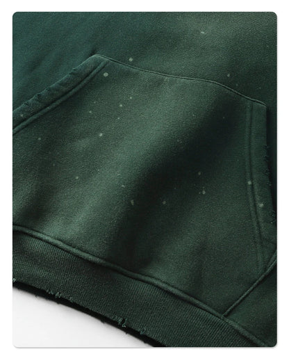 ZODF Trendy Men Washed 360gsm Fleece Hoodies Unisex Oversized Warm Paint Distressed Hooded Pullovers Winter Coat HY0947