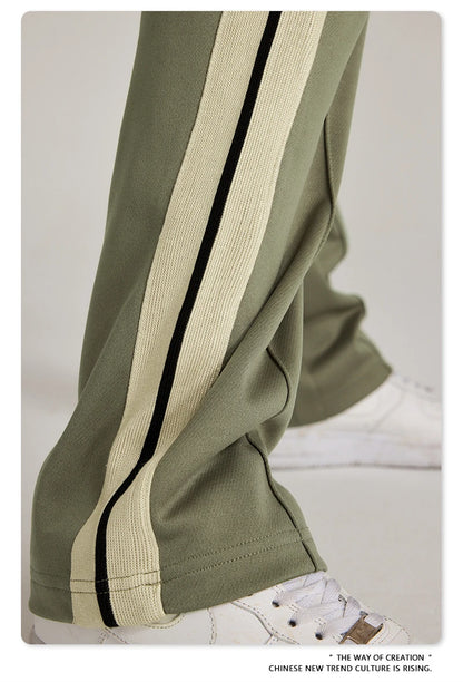 ZODF Spring Summer 275GSM Basic Side Webbing Trousers For Men Unisex American Retro Casual Sports Straight Pants HY0540