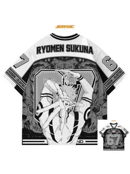  67 Jersey Ryomen Sukuna Jujutsu Kaisen Anime Style Kpop Baseball Hockey Tshirt Fashion Streetwear Anime Daily Unisex Tops Tees