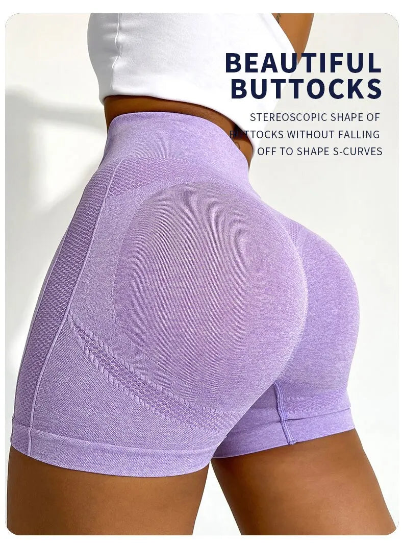 Women Seamless Yoga Shorts Tummy Control Push Up Quick Dry Fitness Gym Cycling Sportwear