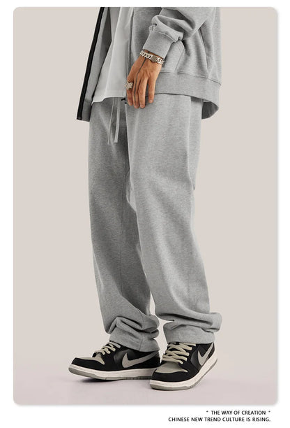 ZODF New 2025 Autumn Men's 445GSM Sweatpants Unisex High Street Soft Knitted Straight Pants Brand Streetwears Tracksuits HY0382