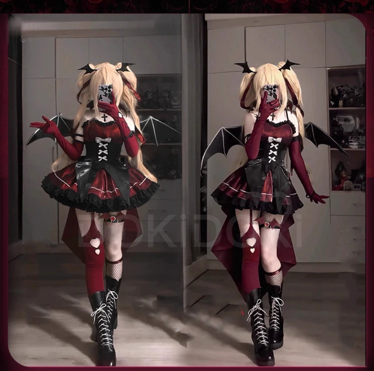 Tsukiyomi Utau Doujin Cosplay Costume Anime Shugo Chara! DokiDoki-R Halloween Devil Angel Utau Cosplay