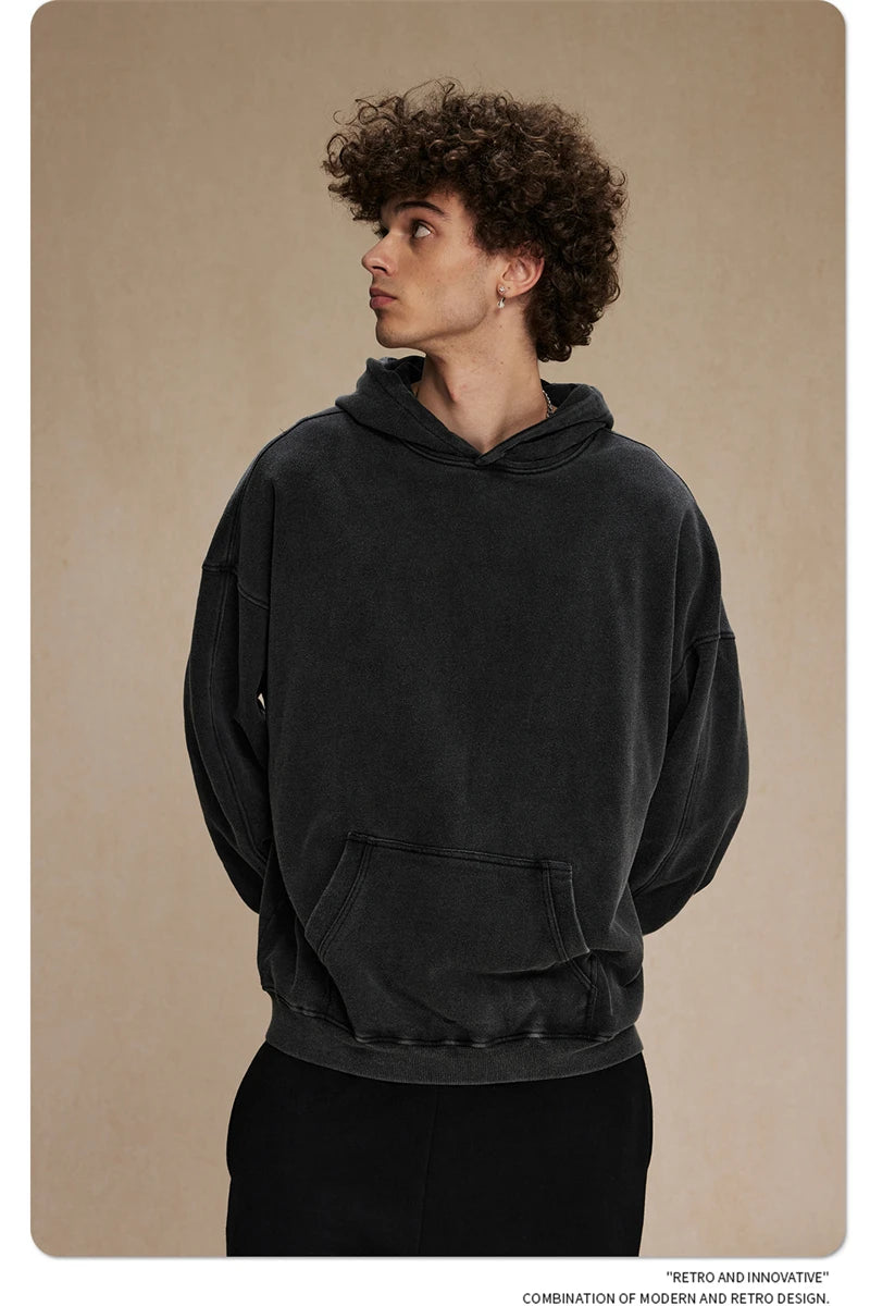 ZODF Vintage Batik Washed 420gsm Cotton Hoodies For Men Unisex Heavyweight Loose Hip Hop Hooded Sweatshirts Pullovers HY0696