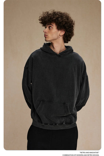 ZODF Vintage Batik Washed 420gsm Cotton Hoodies For Men Unisex Heavyweight Loose Hip Hop Hooded Sweatshirts Pullovers HY0696