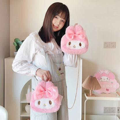 Sanrio My Melody Cosmetic Bag Lovely Plush Bag Handbag Large Capacity Coin Purse Cosmetic Storage Bag Messenger Bag Gifts Girl