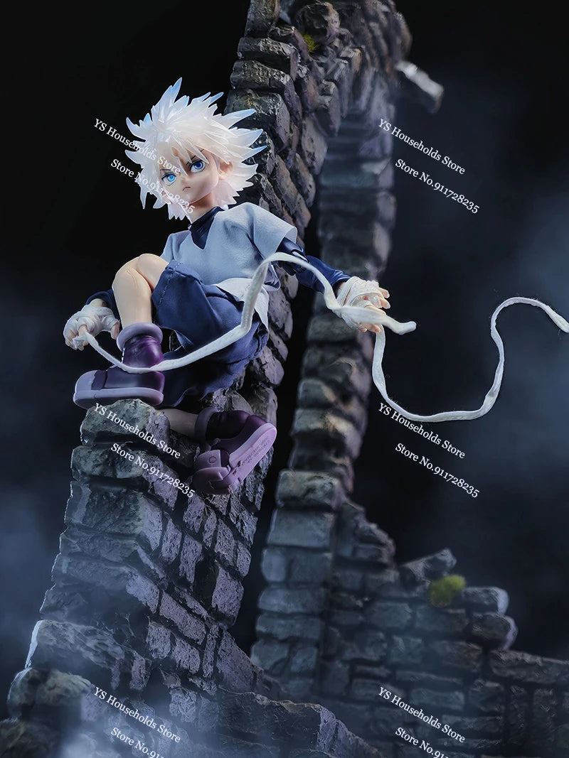 1/12 Killua Zoldyck Anime Boy Figure Mini T-shirt Shorts White Cloth Belt Clothes Toys Accessory For Hunter Shf 6inch Soldier
