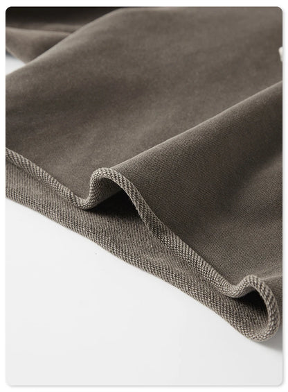 ZODF New Summer Men Retro Washed Shorts Unisex Drawstring Loose Edge 420gsm Solid Knee Length Cotton Pants Streetwears HY0589