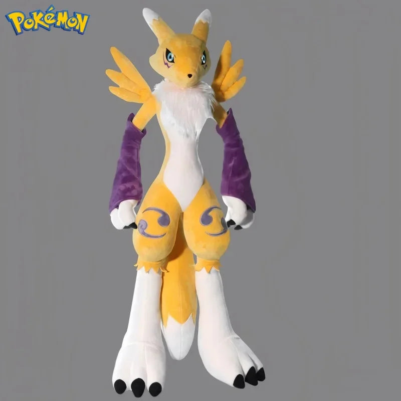 80CM Big Size Pokémon Renamon Plushies Cartoon Anime Stuffed Pillow Comfortable Soft Doll Cushion Children Toy Peluche Gift