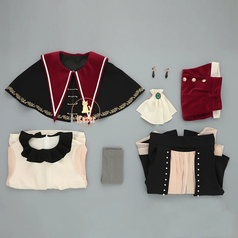 BanG Dream Wakaba Mutsumi Cosplay Costume Wig Red Dress Mortis Uniform Ave Mujica Earrings Halloween Party for Women Girls Props