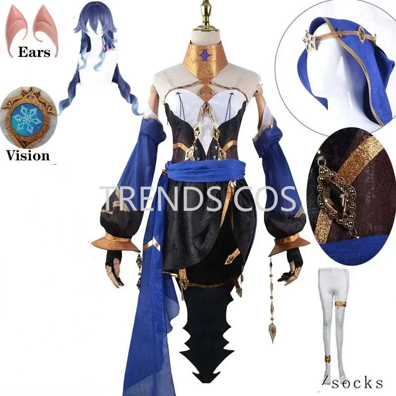 Genshin Impact Layla Cosplay Costume Set Adult Cotton Polyester