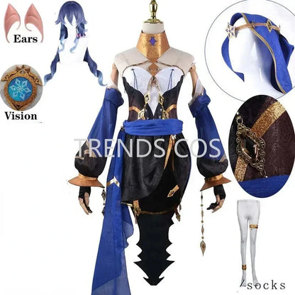 Genshin Impact Layla Cosplay Costume Set Adult Cotton Polyester