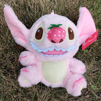 Disney 20cm Lilo and Stitch Plush Toys Kawaii Strawberry Winter Pearls Cosplay Anime Plushie Stich Dolls Soft Stuffed Gift Child