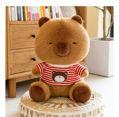 New black striped hoodie dolphin plush toy dress up Capibala sofa decoration room children's birthday Christmas surprise gift