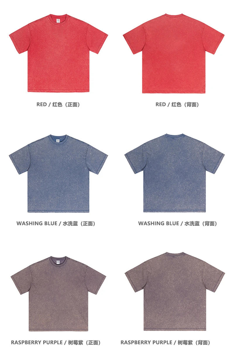 ZODF Vintage 2024 Summer Men Washed Solid 230gsm T-Shirts Unisex Ripped Breathable Quick Dry Cooling Feeling T Shirt Tees HY0801