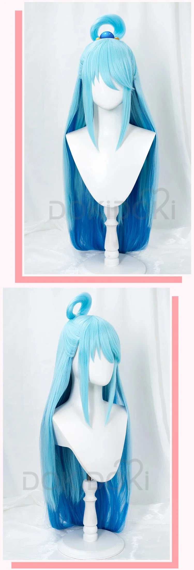 IN STOCK Aquaa Wig Anime Cosplay Wig DokiDoki Aquaa Costplay Women Long Blue Hair High Heat Resistant Free Wig Cap