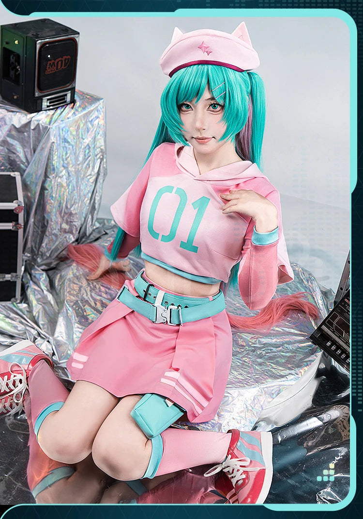 IN STOCK MIKUU Cosplay Costume【XS-2XL】DokiDoki-R Mikku Cosplay Women Cute Pink Short Dress Mikuu Plus Size